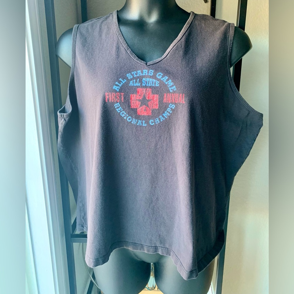 Vintage Venezia Women’s Brown ‘All Stars Game’ Graphic Tank Top Cotton Shirt